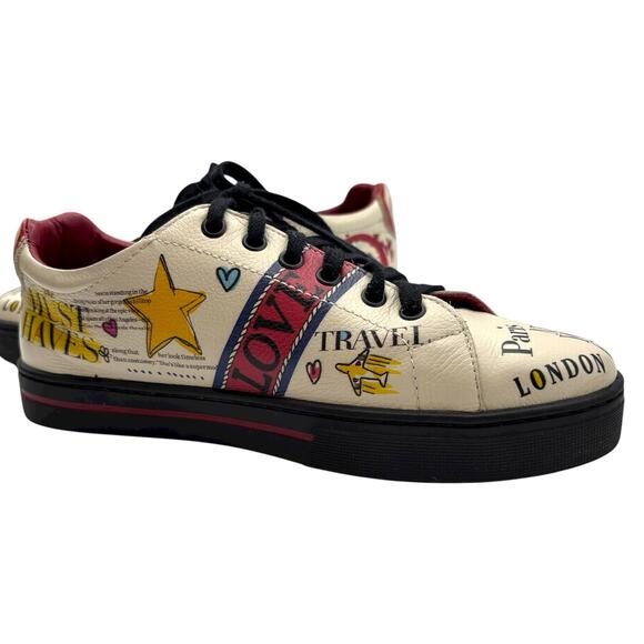 Brighton Scoop Leather Travel Print Sneakers Women’s 9M Made in Brazil - Picture 1 of 16